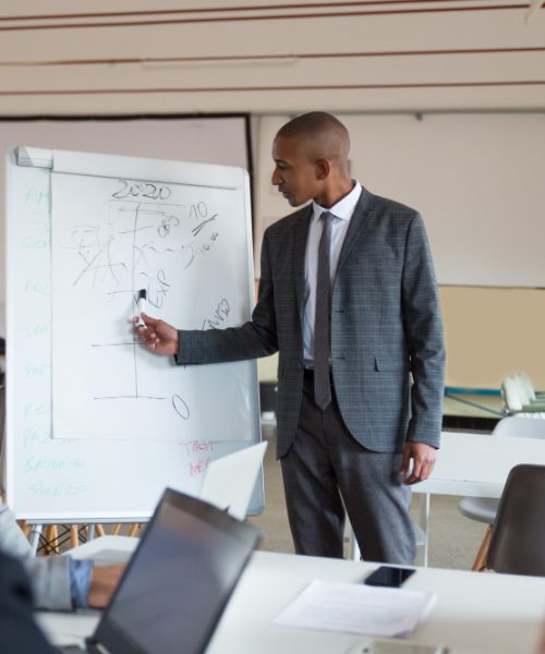 confident-speaker-talking-pointing-whiteboard